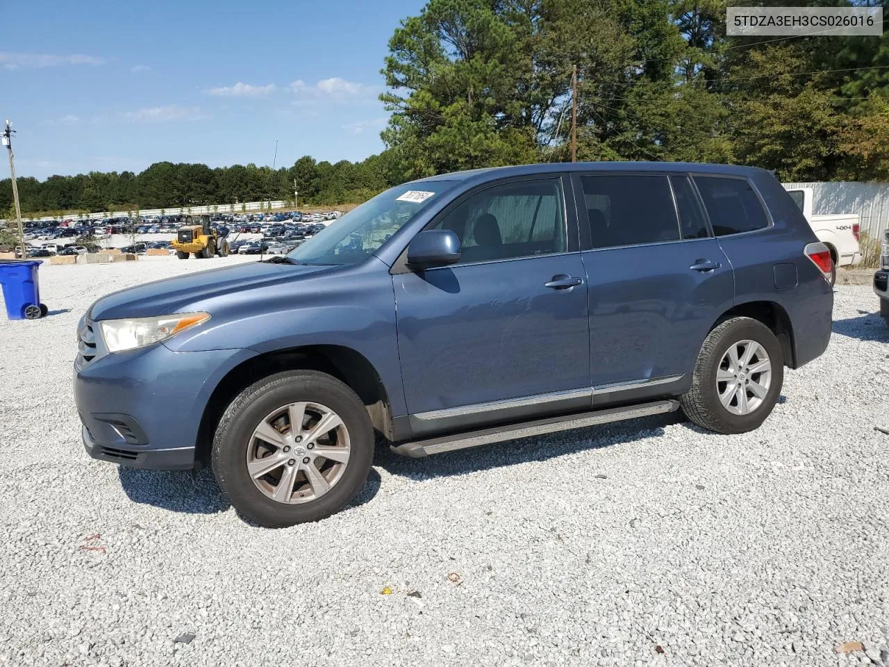 2012 Toyota Highlander Base VIN: 5TDZA3EH3CS026016 Lot: 76371854