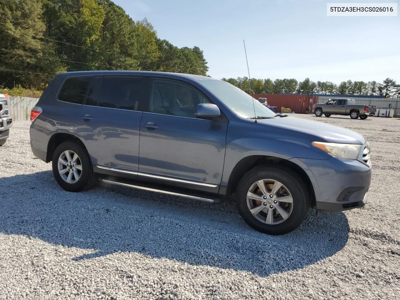 2012 Toyota Highlander Base VIN: 5TDZA3EH3CS026016 Lot: 76371854