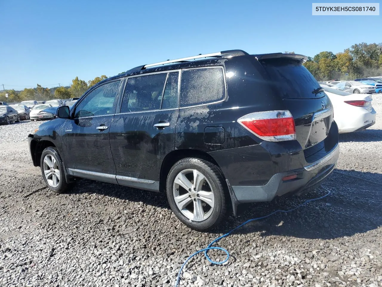 2012 Toyota Highlander Limited VIN: 5TDYK3EH5CS081740 Lot: 76569804