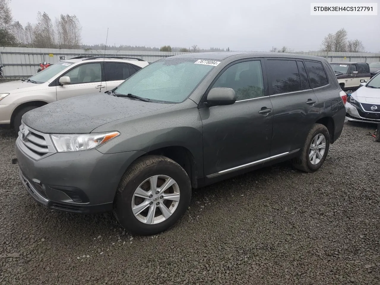 2012 Toyota Highlander Base VIN: 5TDBK3EH4CS127791 Lot: 76778094