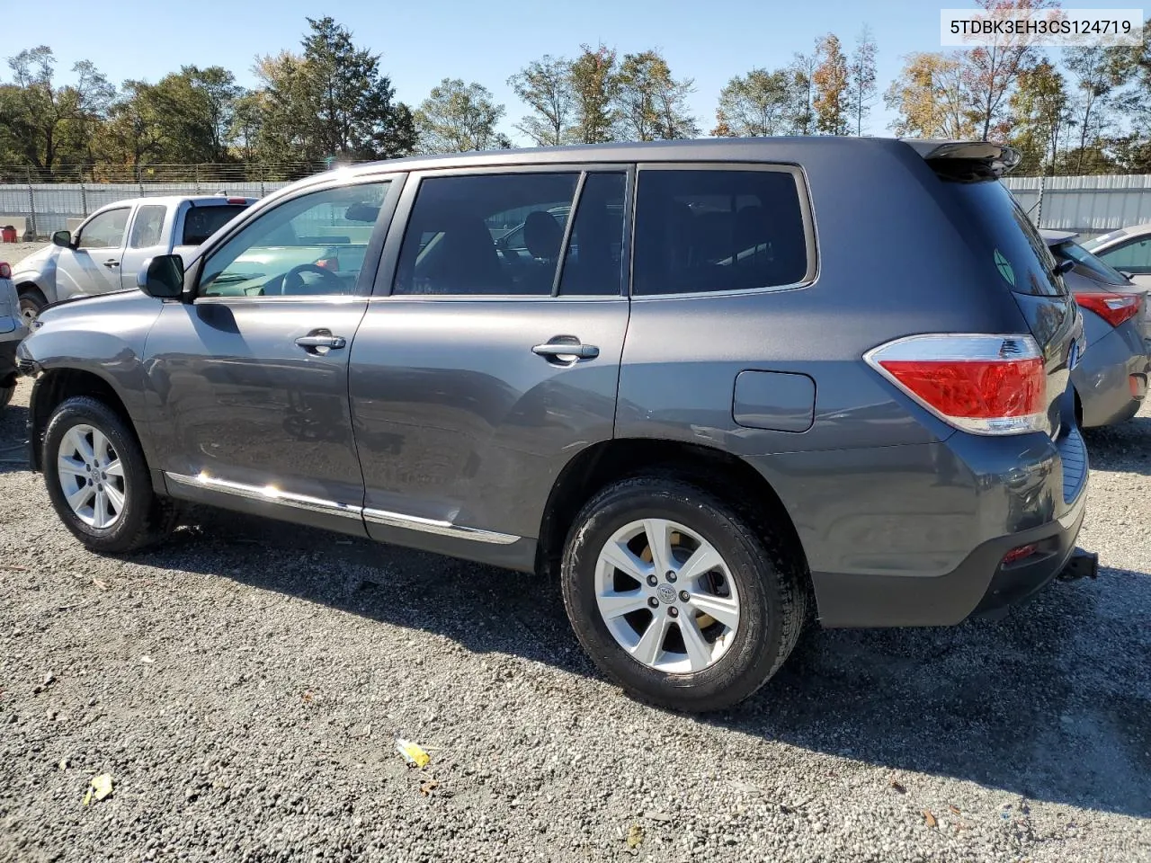 2012 Toyota Highlander Base VIN: 5TDBK3EH3CS124719 Lot: 76926604