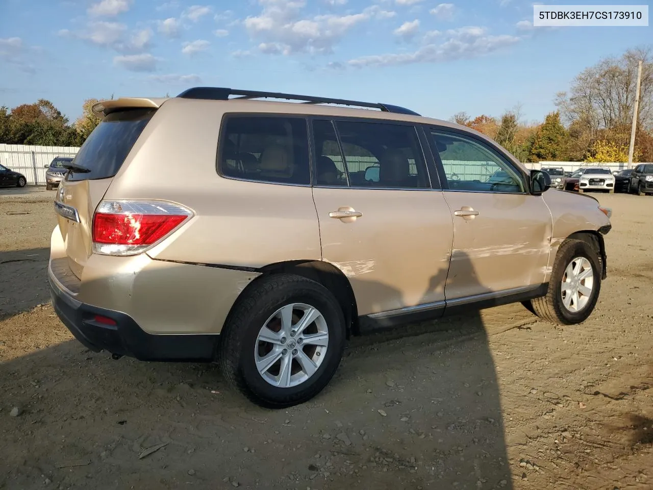 2012 Toyota Highlander Base VIN: 5TDBK3EH7CS173910 Lot: 77278804