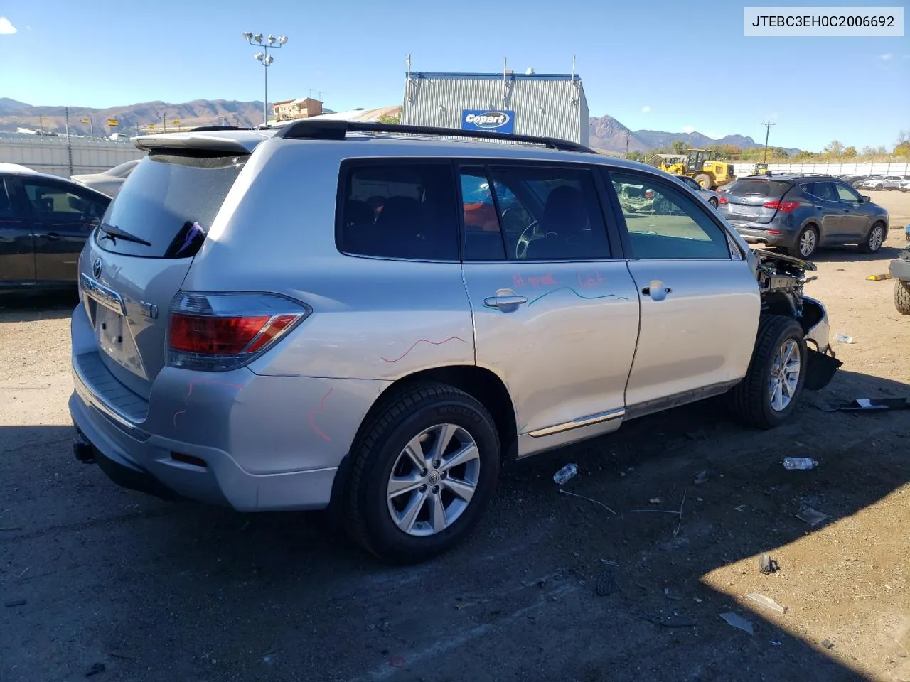 2012 Toyota Highlander Hybrid VIN: JTEBC3EH0C2006692 Lot: 77384644