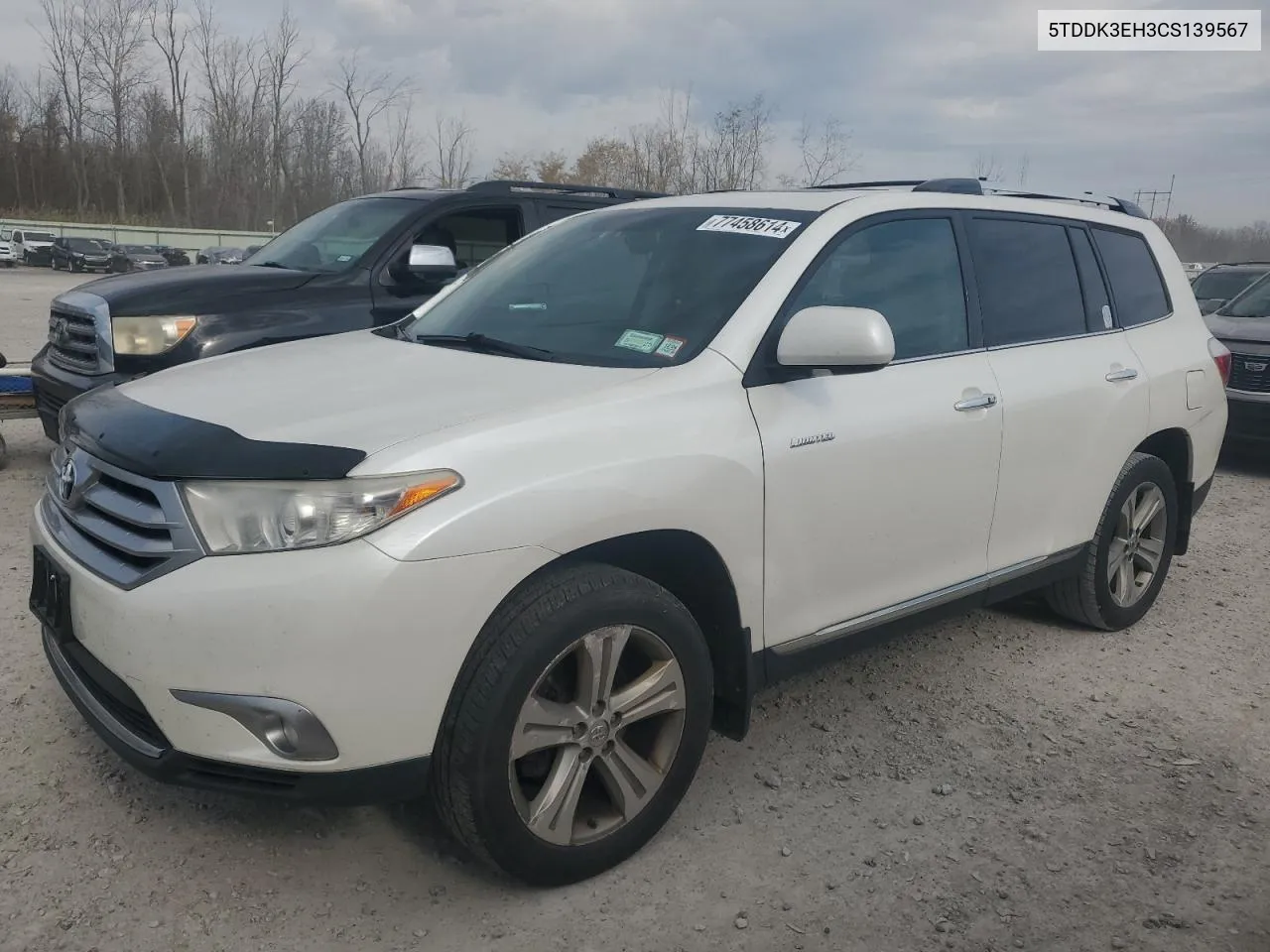 2012 Toyota Highlander Limited VIN: 5TDDK3EH3CS139567 Lot: 77458614