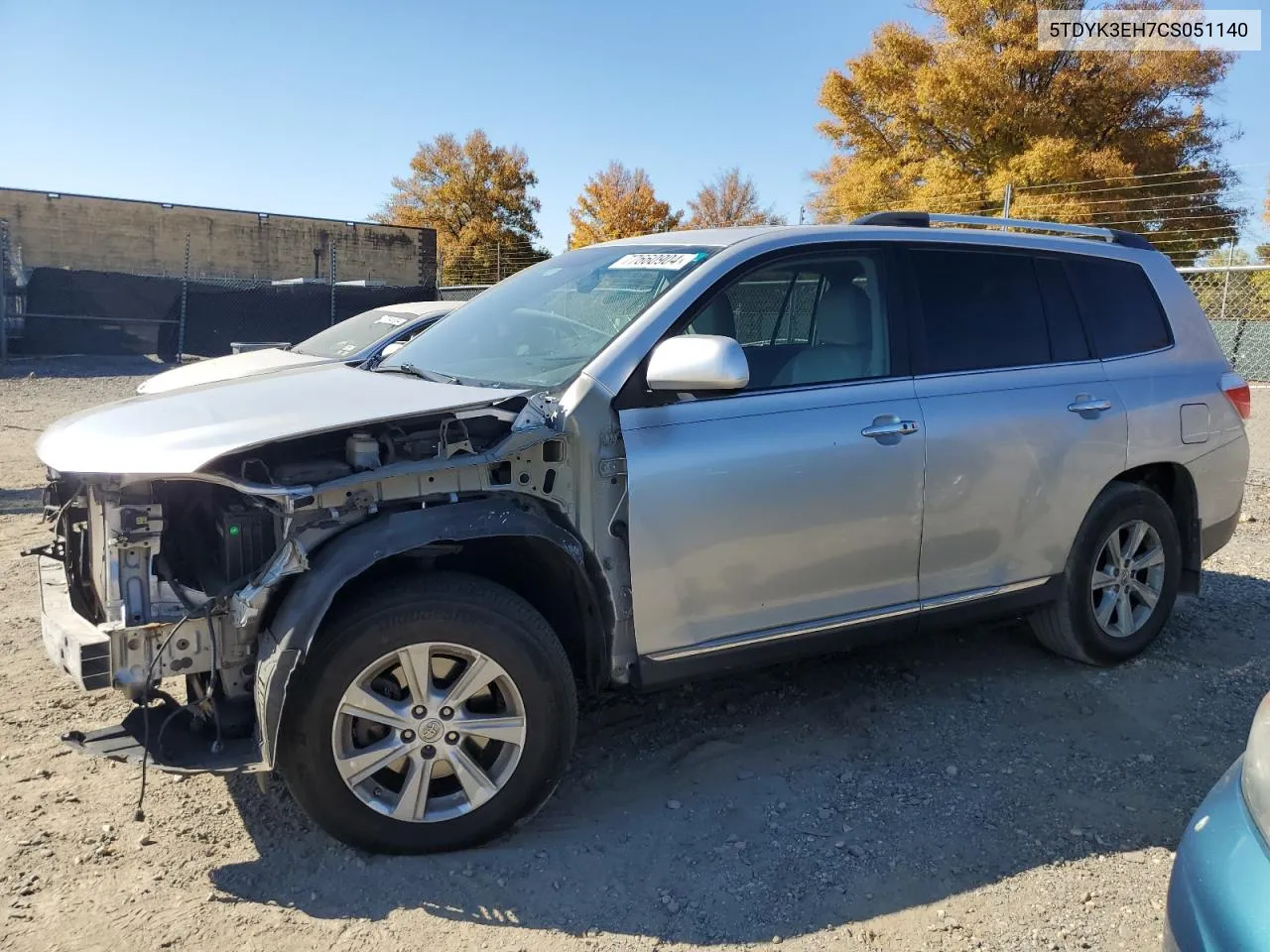 2012 Toyota Highlander Limited VIN: 5TDYK3EH7CS051140 Lot: 77660904