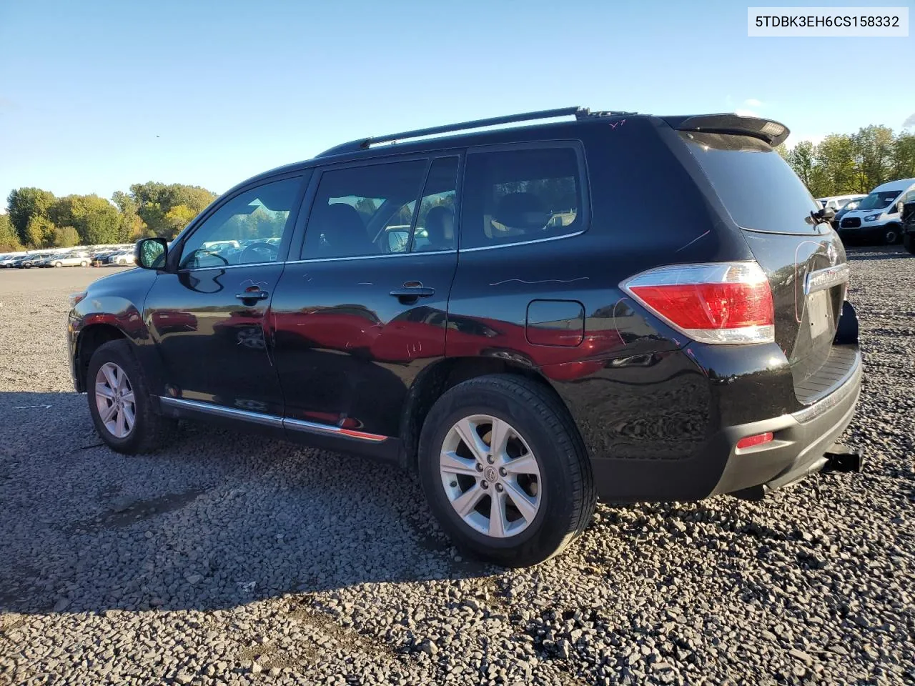 2012 Toyota Highlander Base VIN: 5TDBK3EH6CS158332 Lot: 77697554