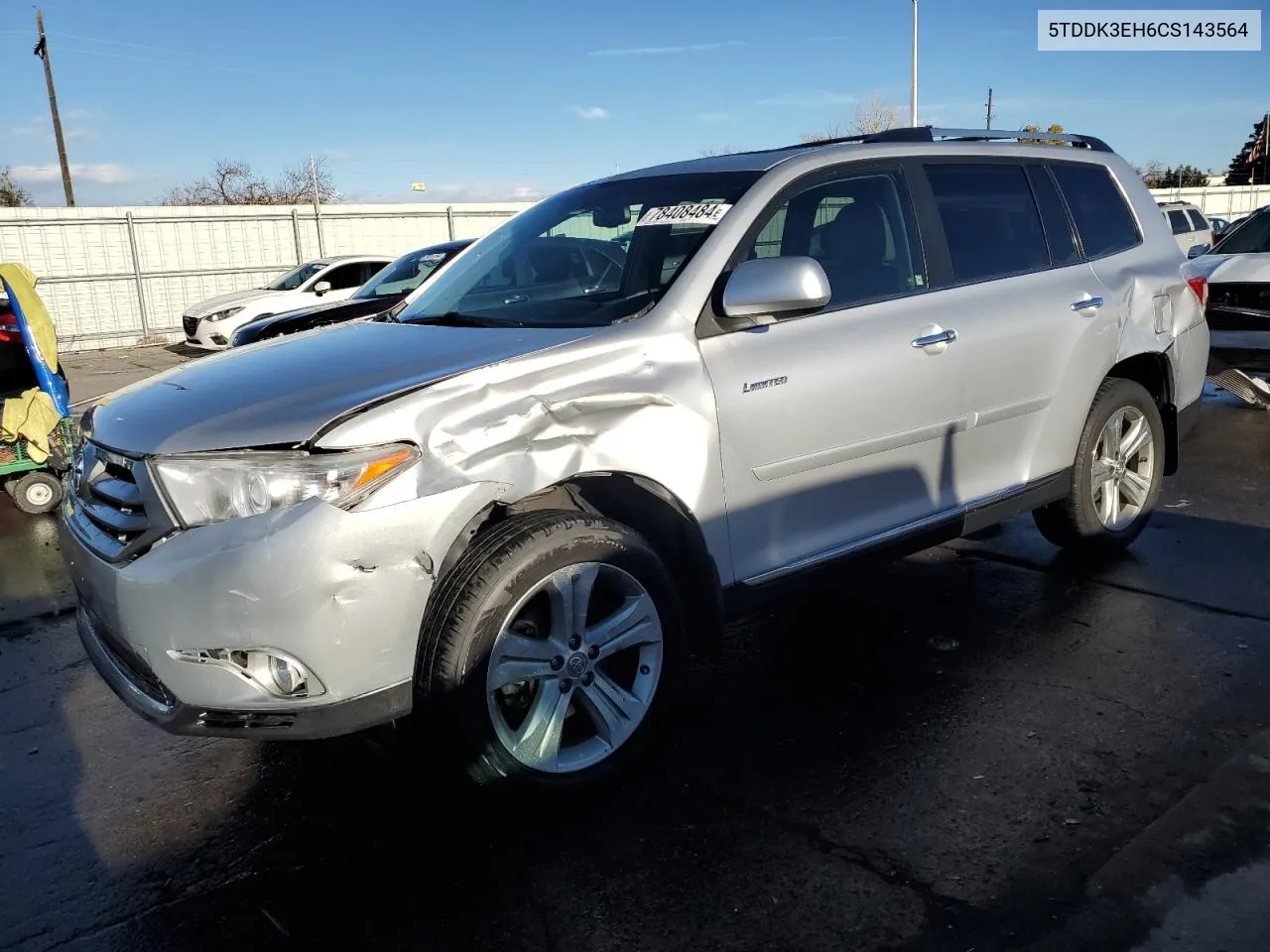 2012 Toyota Highlander Limited VIN: 5TDDK3EH6CS143564 Lot: 78408484