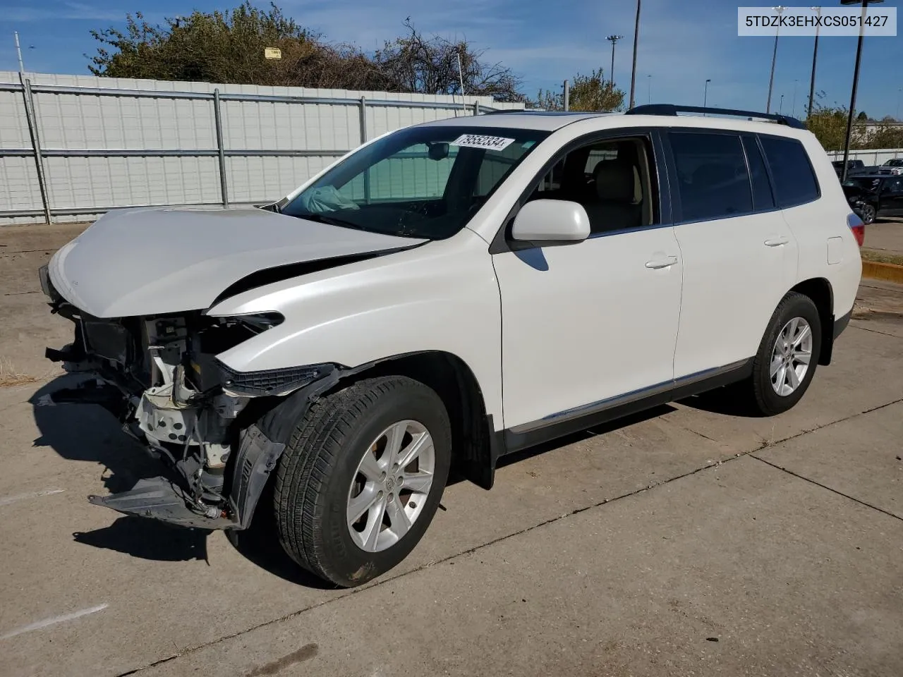 2012 Toyota Highlander Base VIN: 5TDZK3EHXCS051427 Lot: 79552334