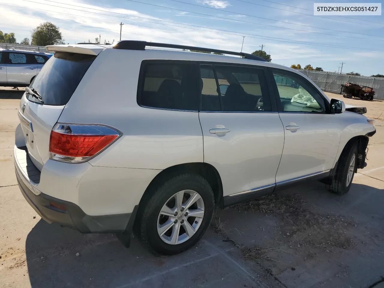 2012 Toyota Highlander Base VIN: 5TDZK3EHXCS051427 Lot: 79552334