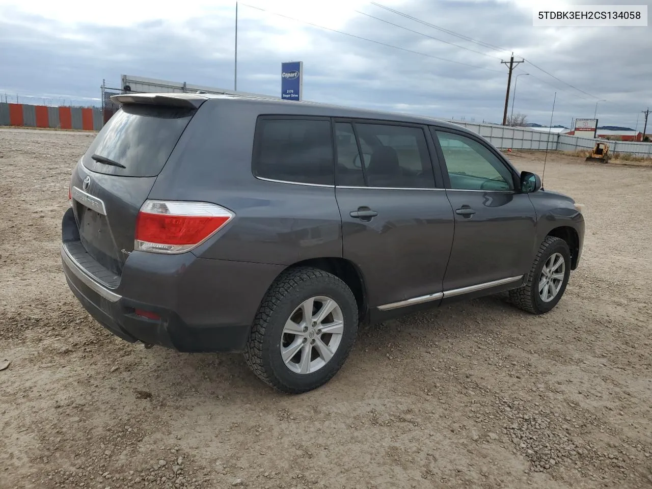 2012 Toyota Highlander Base VIN: 5TDBK3EH2CS134058 Lot: 79747464