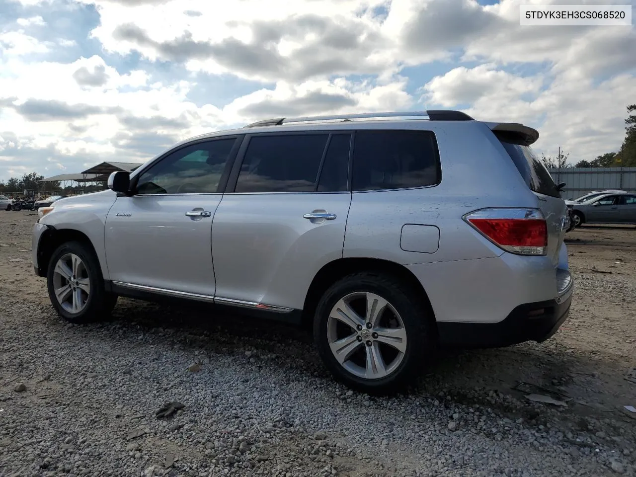 2012 Toyota Highlander Limited VIN: 5TDYK3EH3CS068520 Lot: 80004294