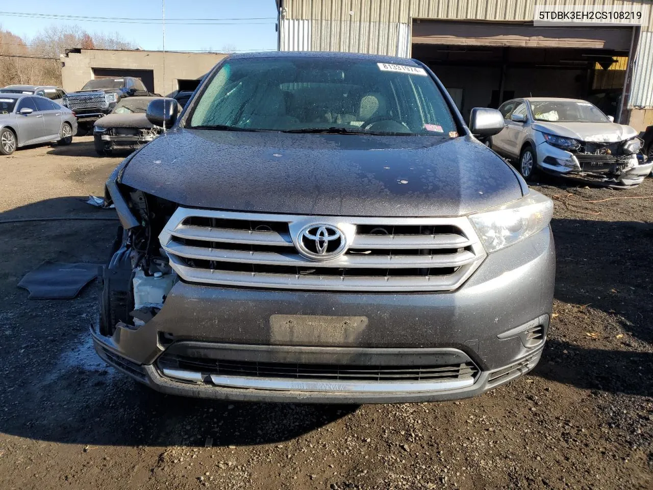 2012 Toyota Highlander Base VIN: 5TDBK3EH2CS108219 Lot: 81331974