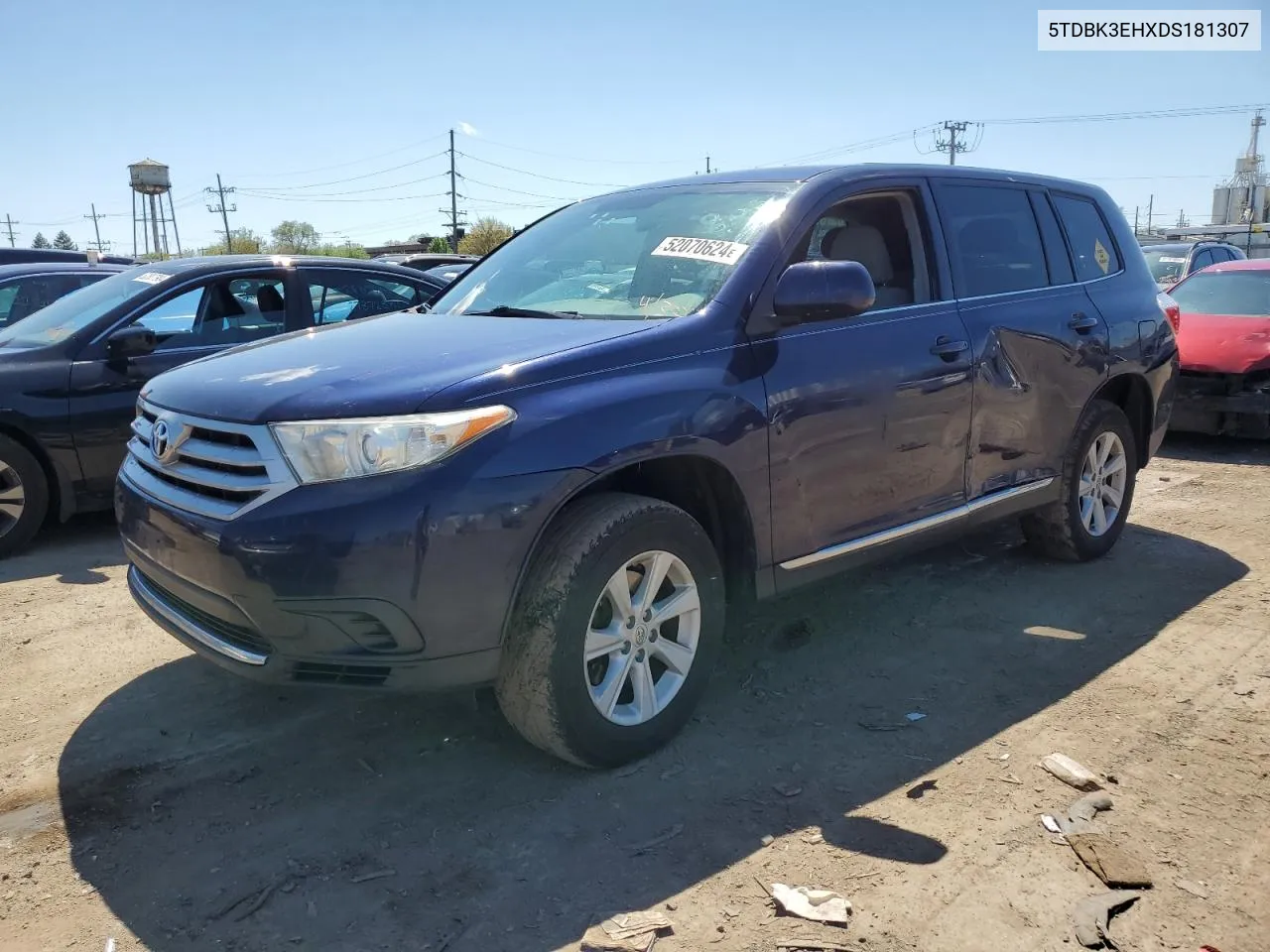 2013 Toyota Highlander Base VIN: 5TDBK3EHXDS181307 Lot: 52070624