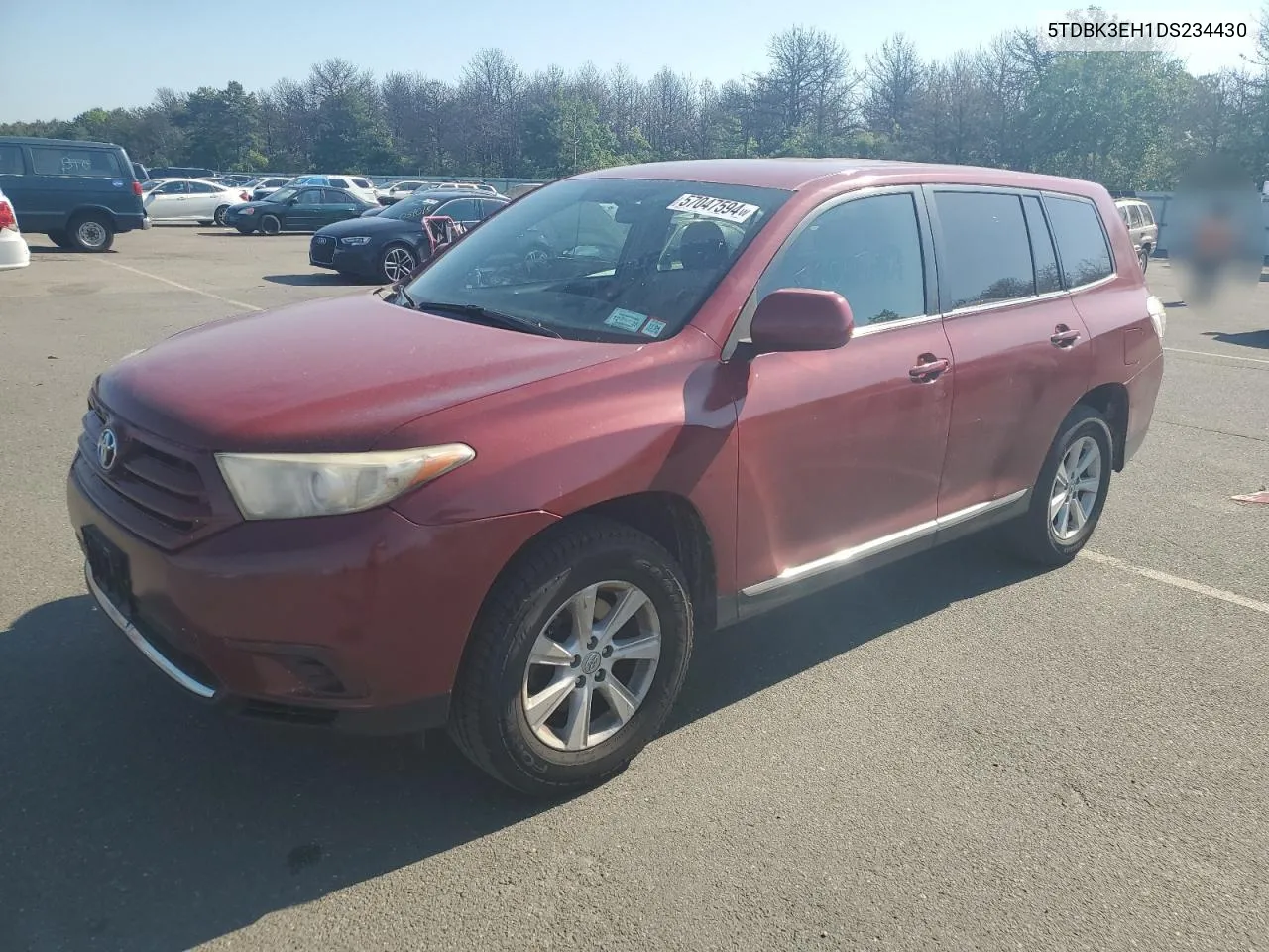 2013 Toyota Highlander Base VIN: 5TDBK3EH1DS234430 Lot: 57047594