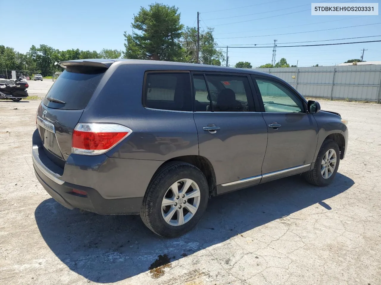 2013 Toyota Highlander Base VIN: 5TDBK3EH9DS203331 Lot: 59045844