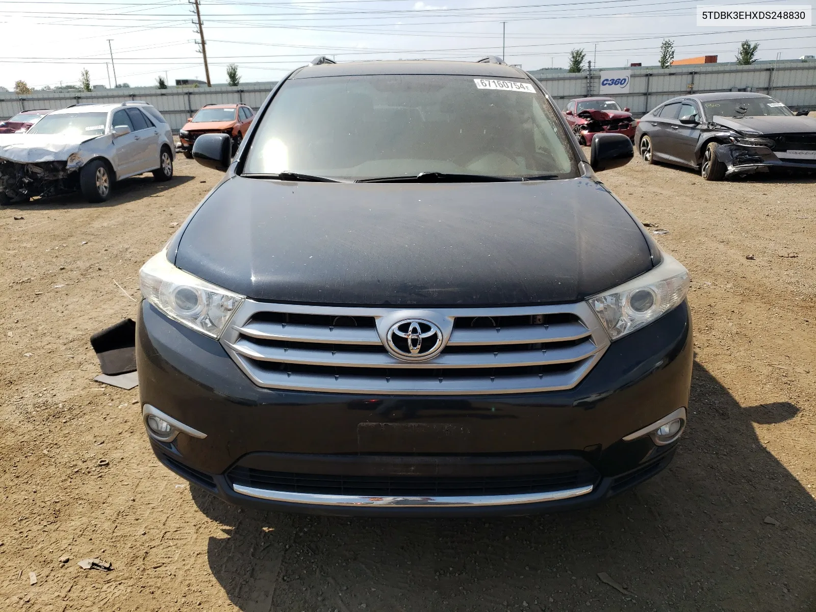 2013 Toyota Highlander Base VIN: 5TDBK3EHXDS248830 Lot: 67160754