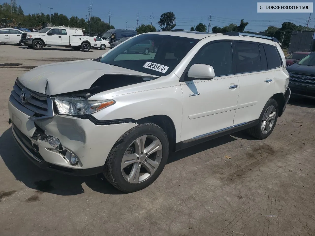 2013 Toyota Highlander Limited VIN: 5TDDK3EH3DS181500 Lot: 70833474