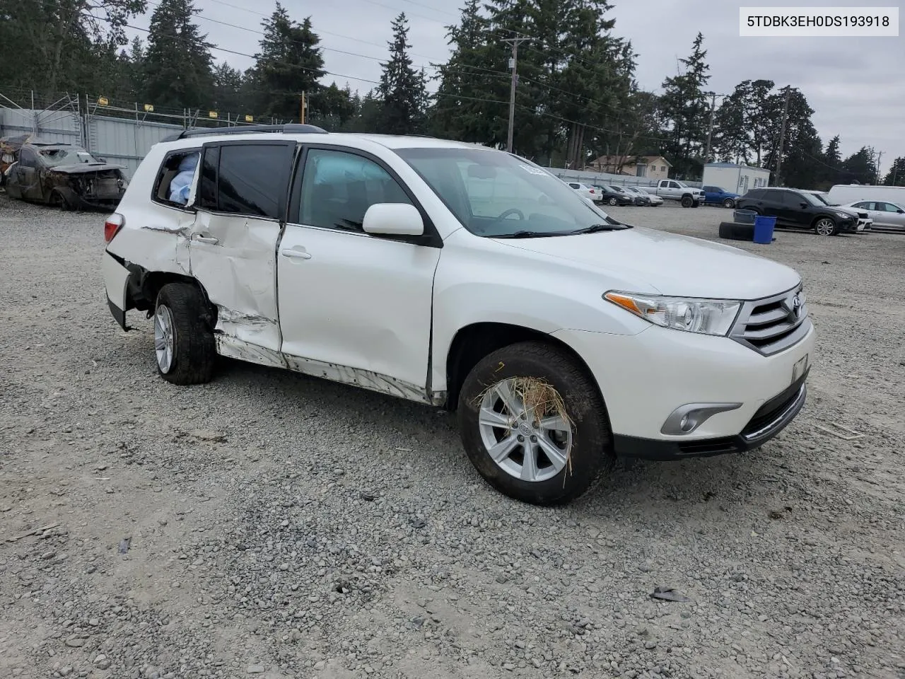 2013 Toyota Highlander Base VIN: 5TDBK3EH0DS193918 Lot: 70916974