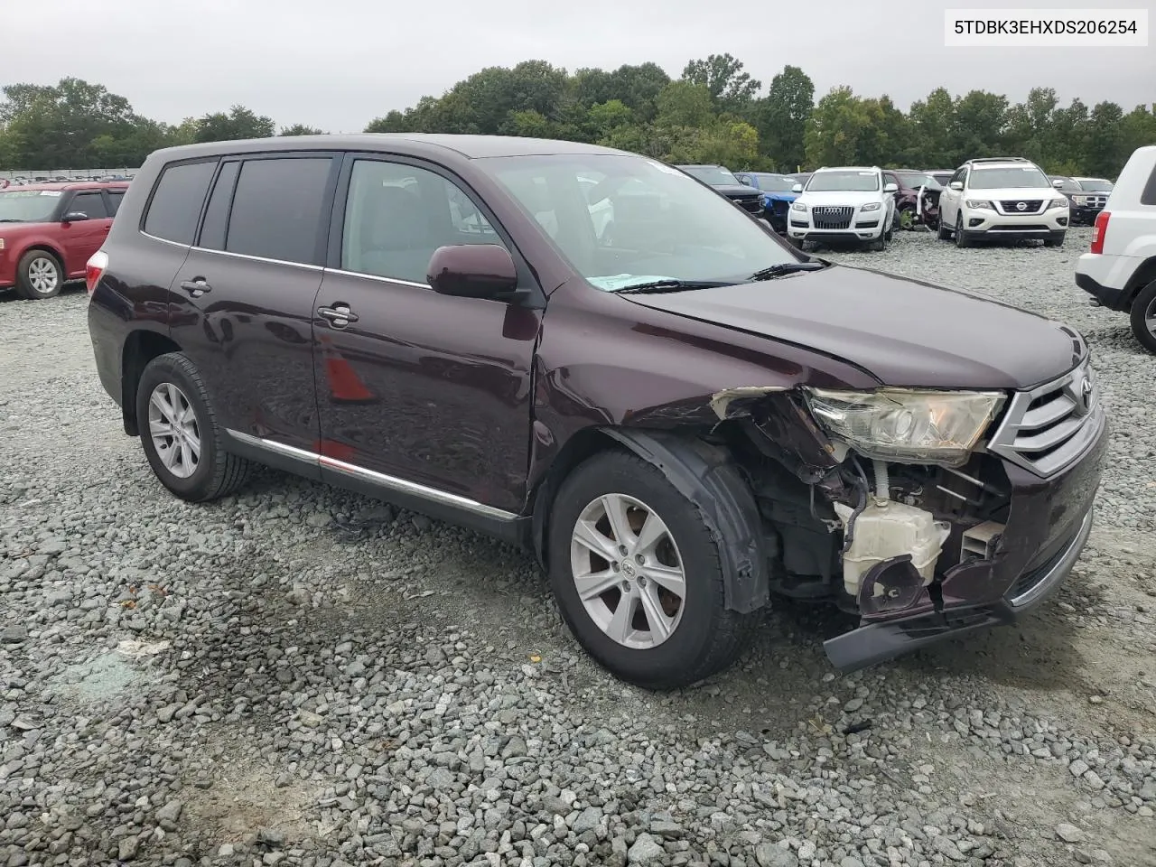 2013 Toyota Highlander Base VIN: 5TDBK3EHXDS206254 Lot: 72791404