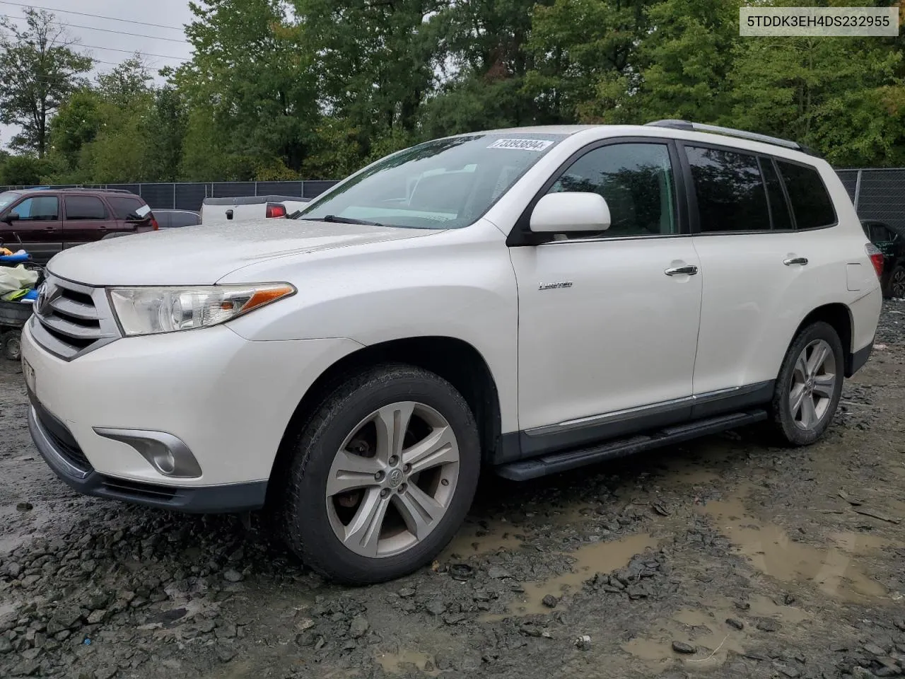 2013 Toyota Highlander Limited VIN: 5TDDK3EH4DS232955 Lot: 73393894