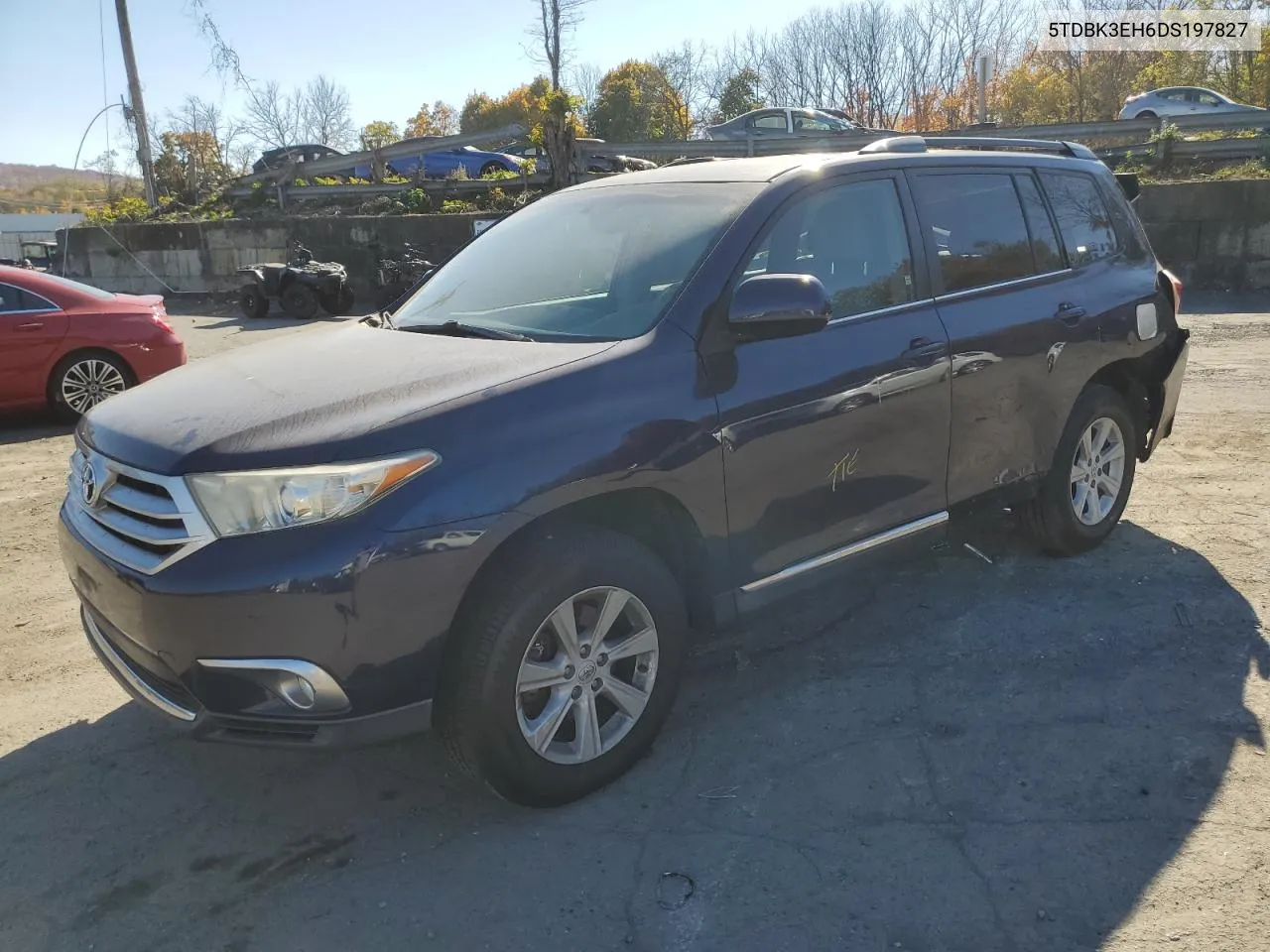 2013 Toyota Highlander Base VIN: 5TDBK3EH6DS197827 Lot: 76823034