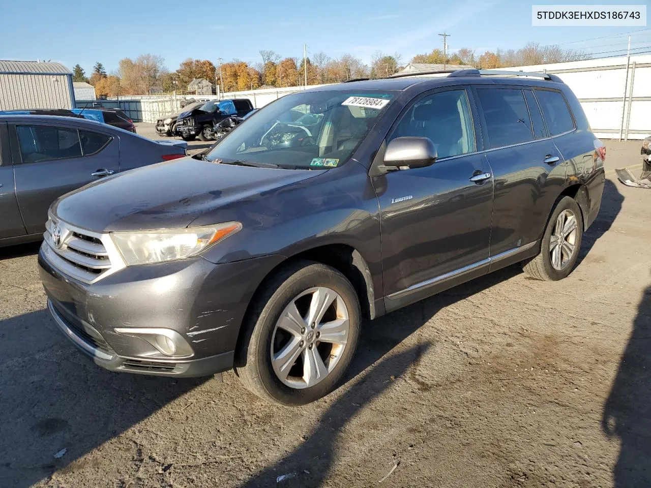 2013 Toyota Highlander Limited VIN: 5TDDK3EHXDS186743 Lot: 78128984