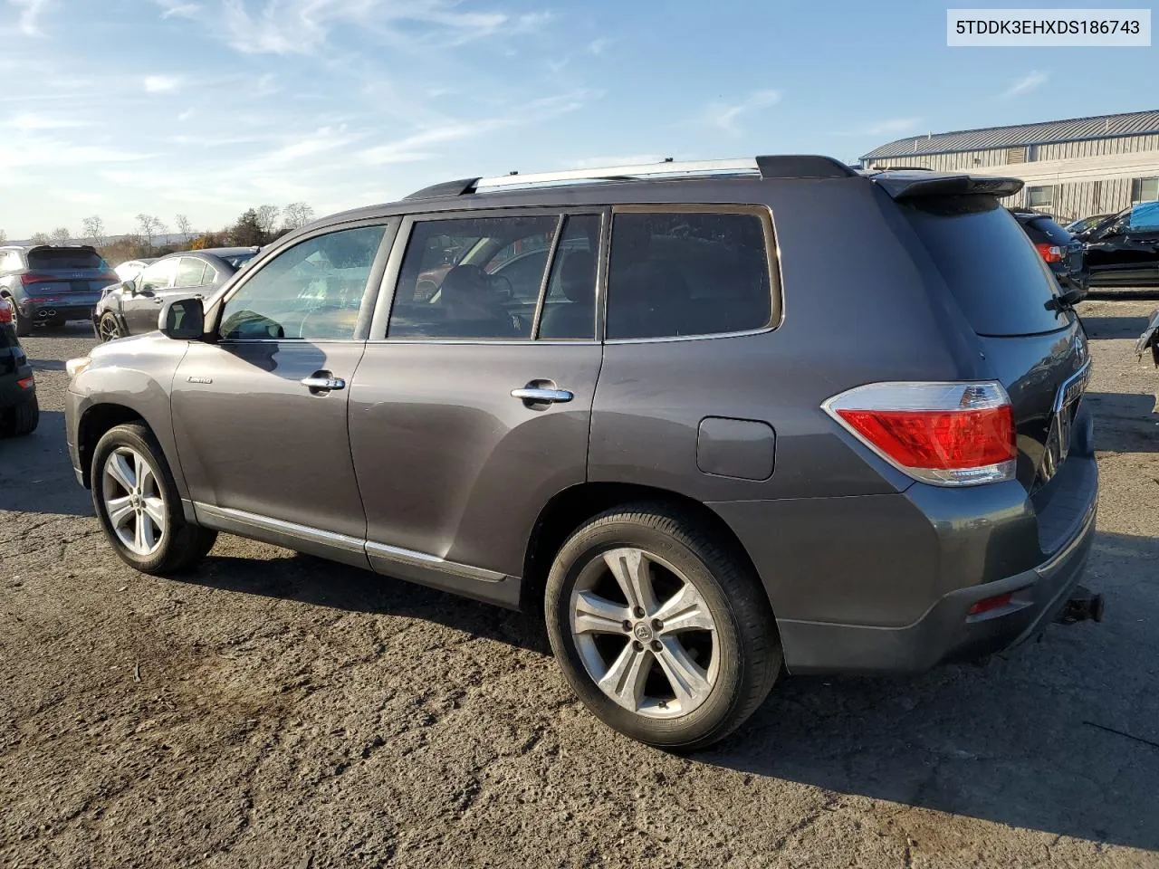 2013 Toyota Highlander Limited VIN: 5TDDK3EHXDS186743 Lot: 78128984