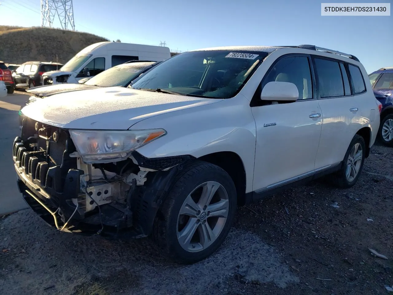 2013 Toyota Highlander Limited VIN: 5TDDK3EH7DS231430 Lot: 78225624