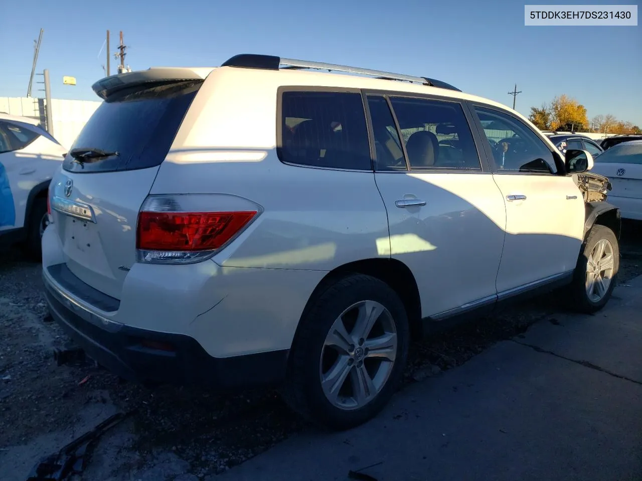 2013 Toyota Highlander Limited VIN: 5TDDK3EH7DS231430 Lot: 78225624