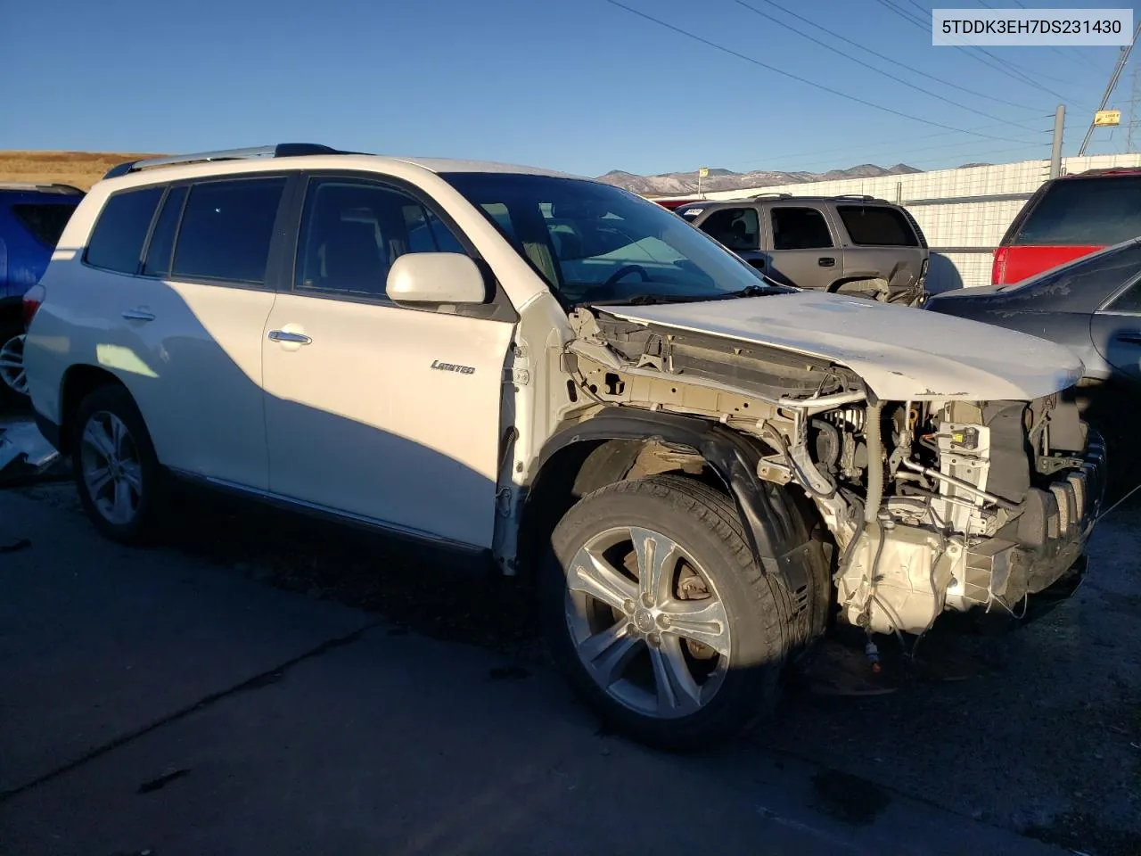 2013 Toyota Highlander Limited VIN: 5TDDK3EH7DS231430 Lot: 78225624