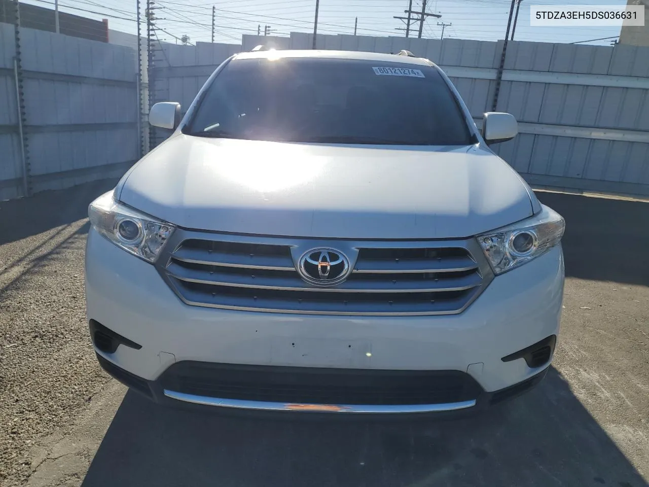 2013 Toyota Highlander Base VIN: 5TDZA3EH5DS036631 Lot: 80121274