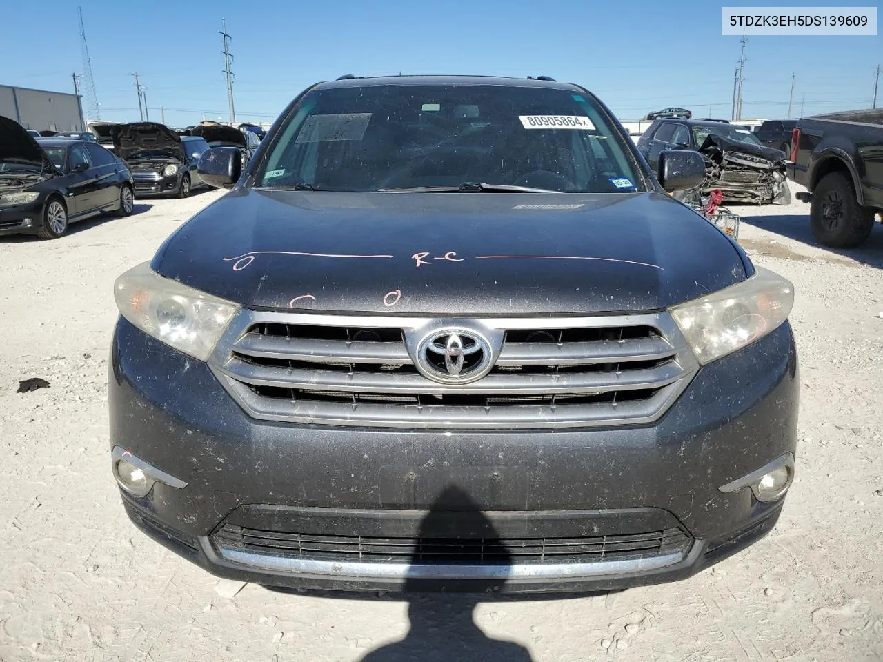 2013 Toyota Highlander Base VIN: 5TDZK3EH5DS139609 Lot: 80905864