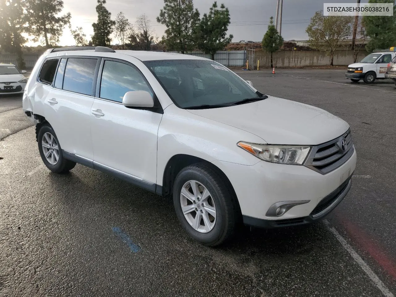 2013 Toyota Highlander Base VIN: 5TDZA3EH3DS038216 Lot: 81160284