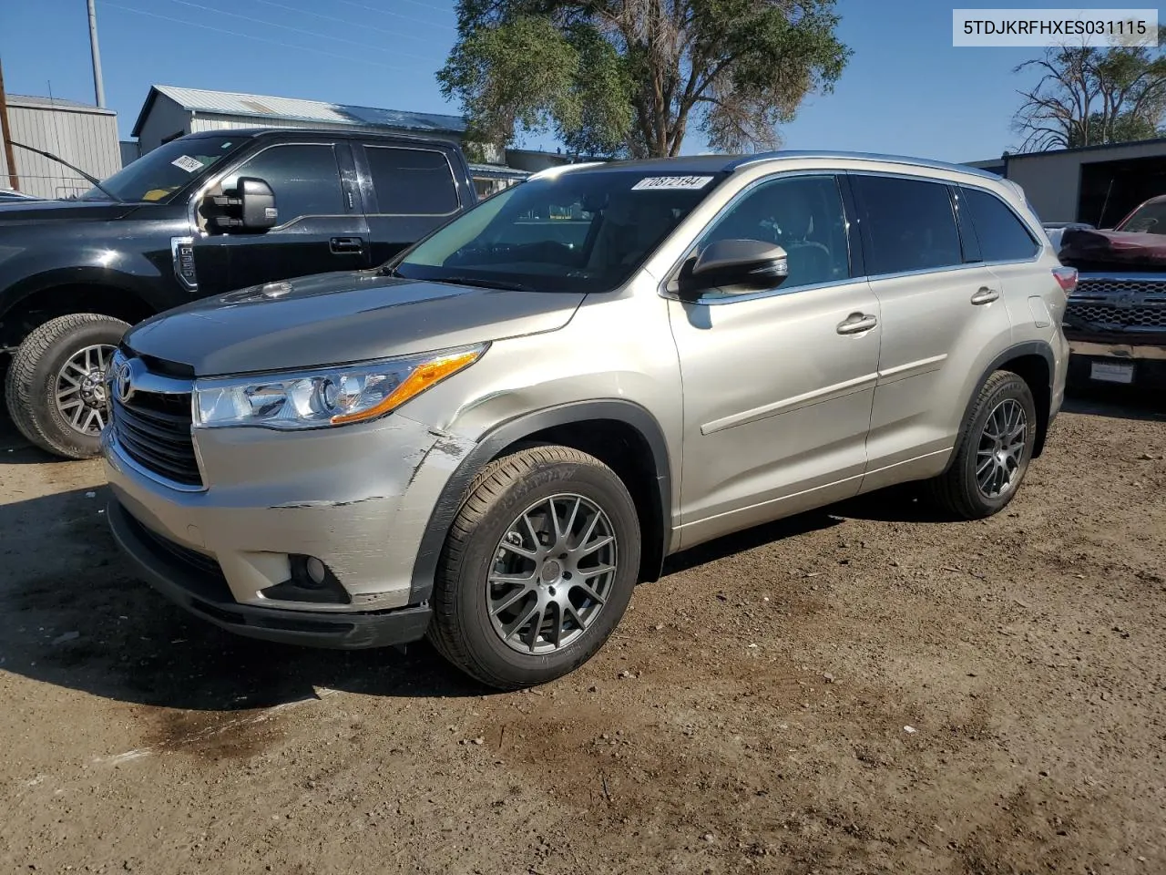 2014 Toyota Highlander Xle VIN: 5TDJKRFHXES031115 Lot: 70872194