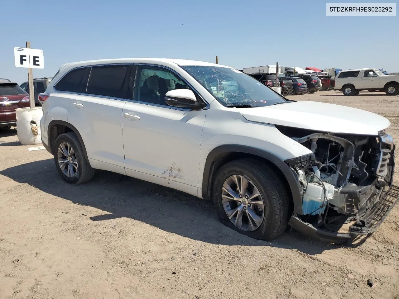 2014 Toyota Highlander Le VIN: 5TDZKRFH9ES025292 Lot: 71124834