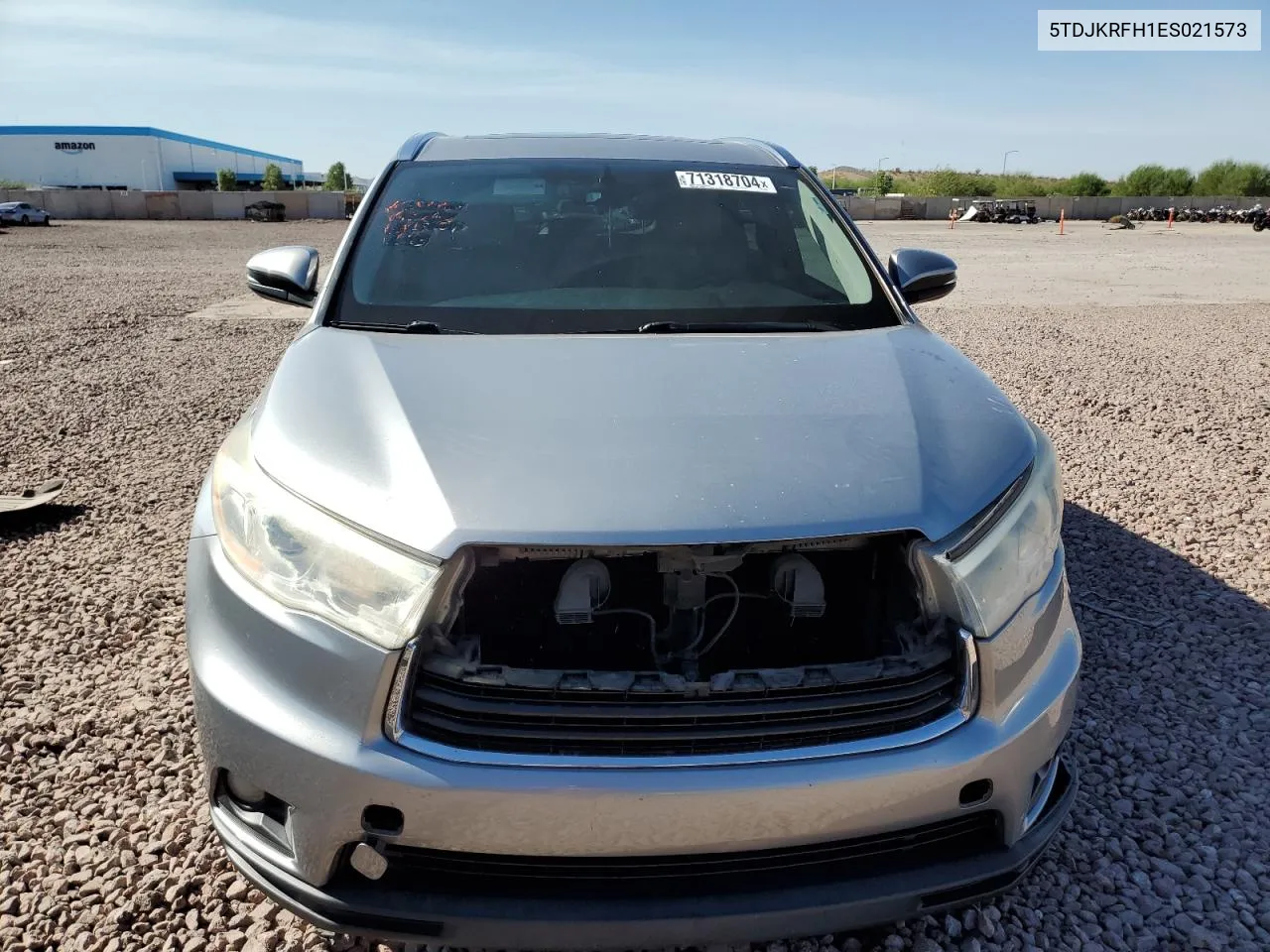 2014 Toyota Highlander Xle VIN: 5TDJKRFH1ES021573 Lot: 71318704