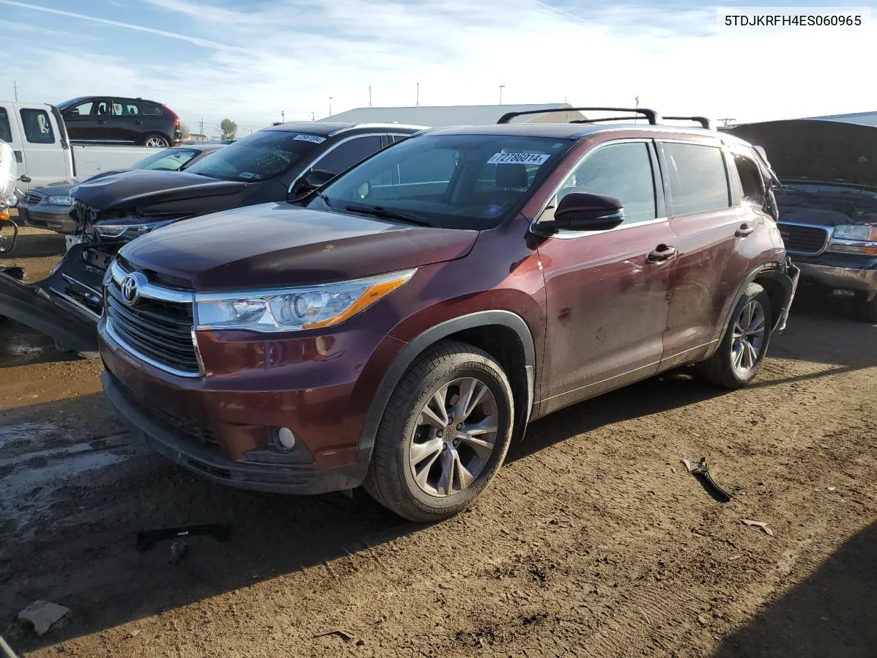 2014 Toyota Highlander Xle VIN: 5TDJKRFH4ES060965 Lot: 72786014