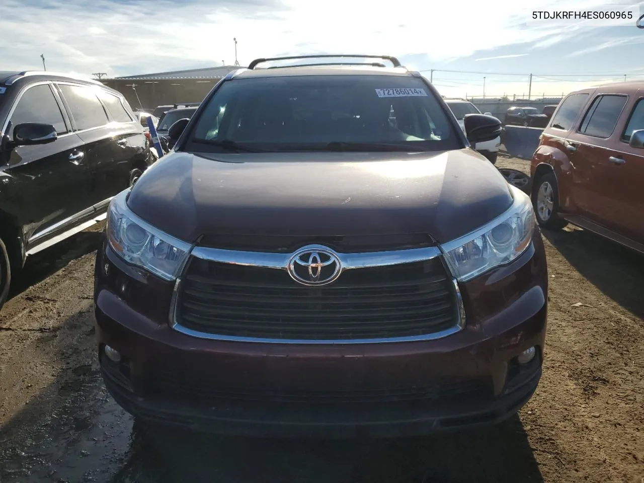 2014 Toyota Highlander Xle VIN: 5TDJKRFH4ES060965 Lot: 72786014