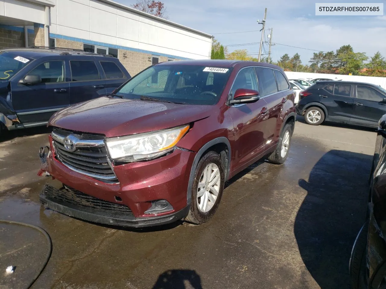 2014 Toyota Highlander Le VIN: 5TDZARFH0ES007685 Lot: 74044044