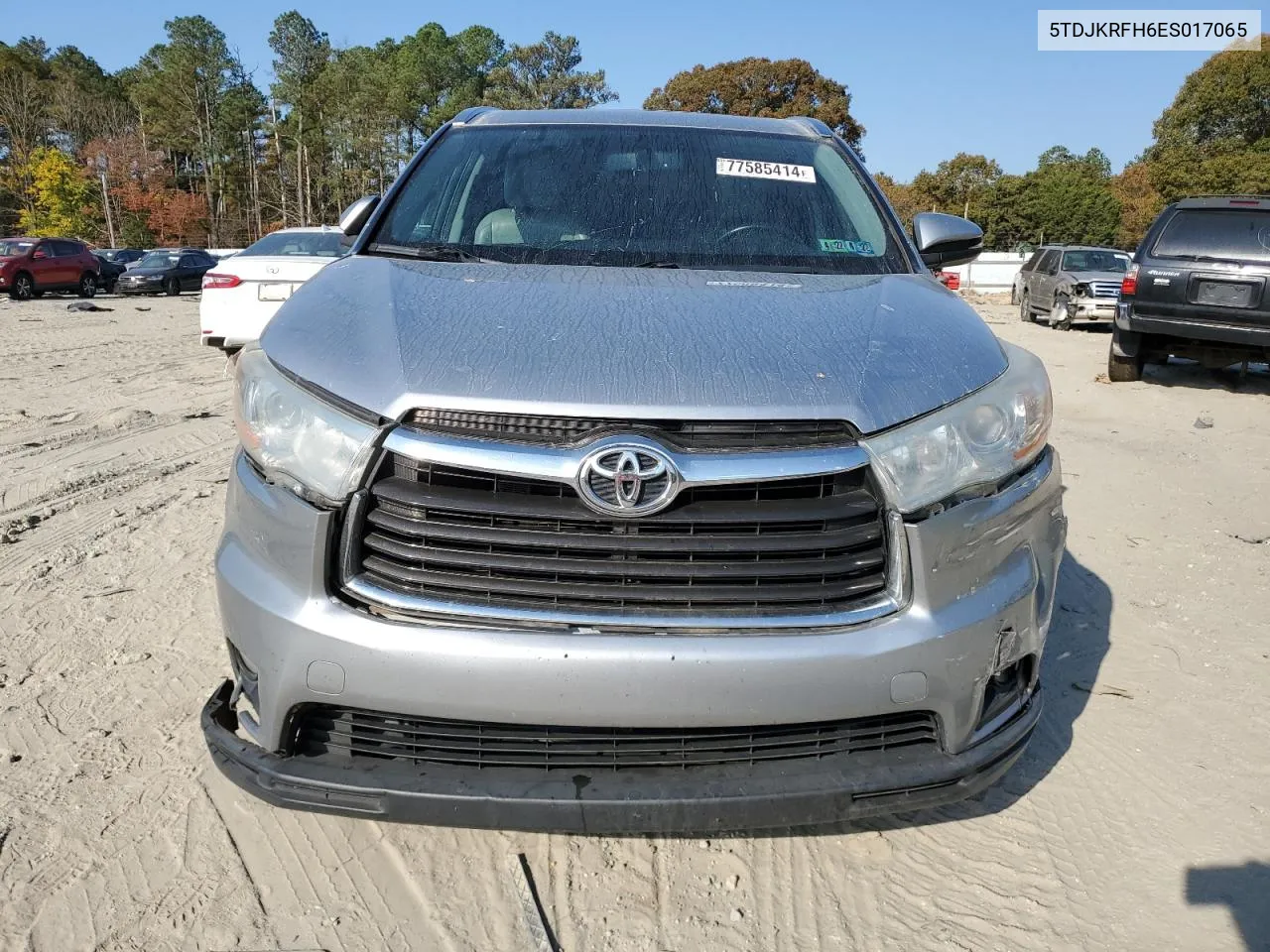 2014 Toyota Highlander Xle VIN: 5TDJKRFH6ES017065 Lot: 77585414