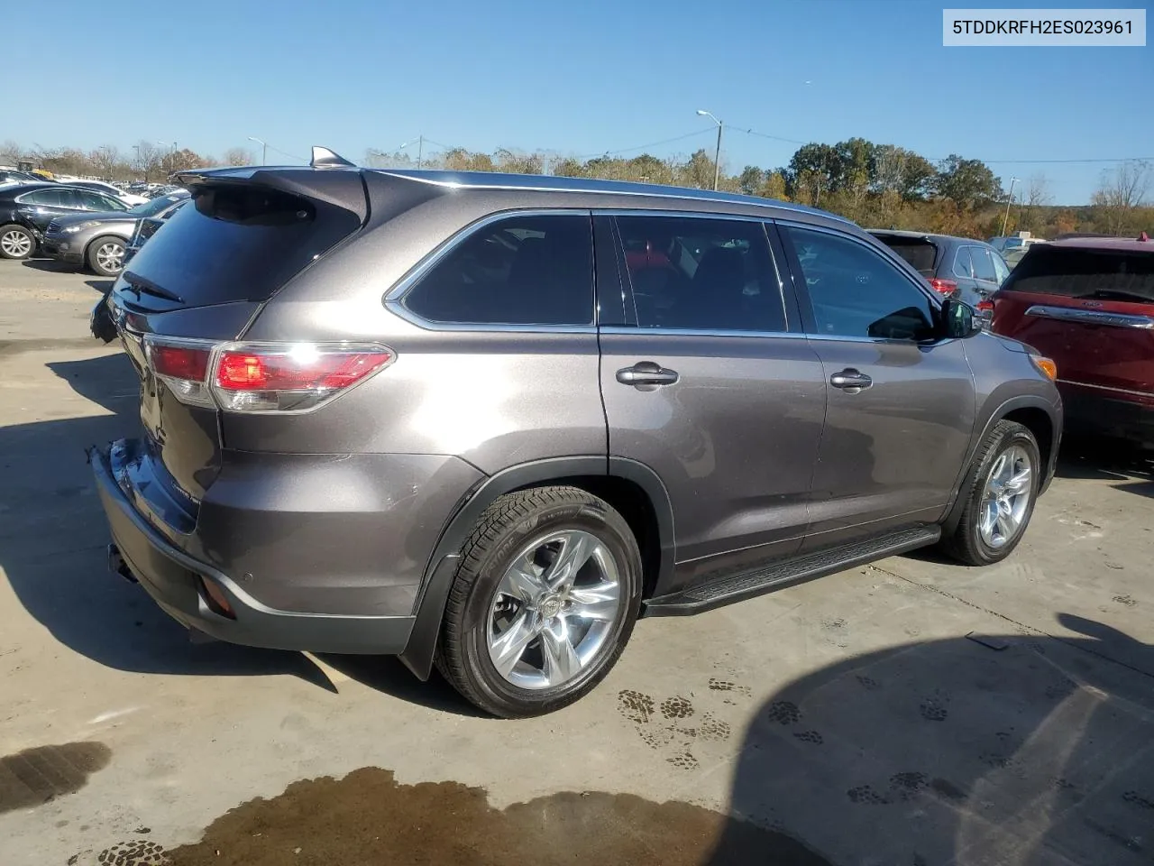 2014 Toyota Highlander Limited VIN: 5TDDKRFH2ES023961 Lot: 77779484