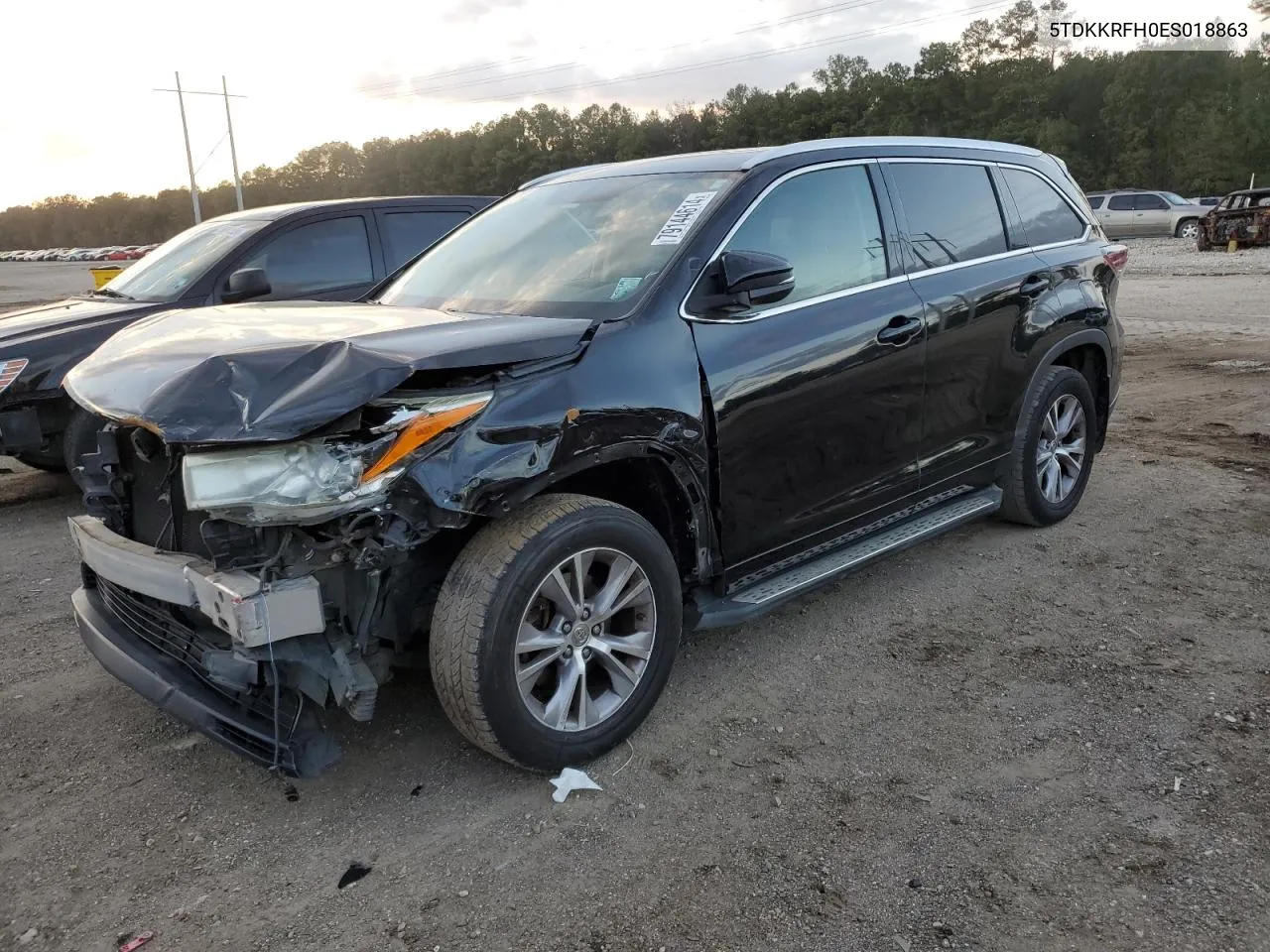 2014 Toyota Highlander Xle VIN: 5TDKKRFH0ES018863 Lot: 79144614