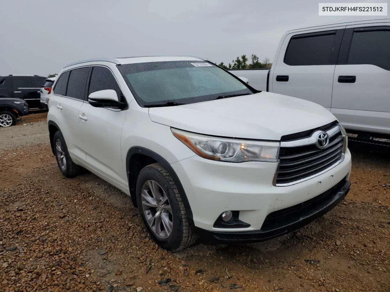 2015 Toyota Highlander Xle VIN: 5TDJKRFH4FS221512 Lot: 52120504