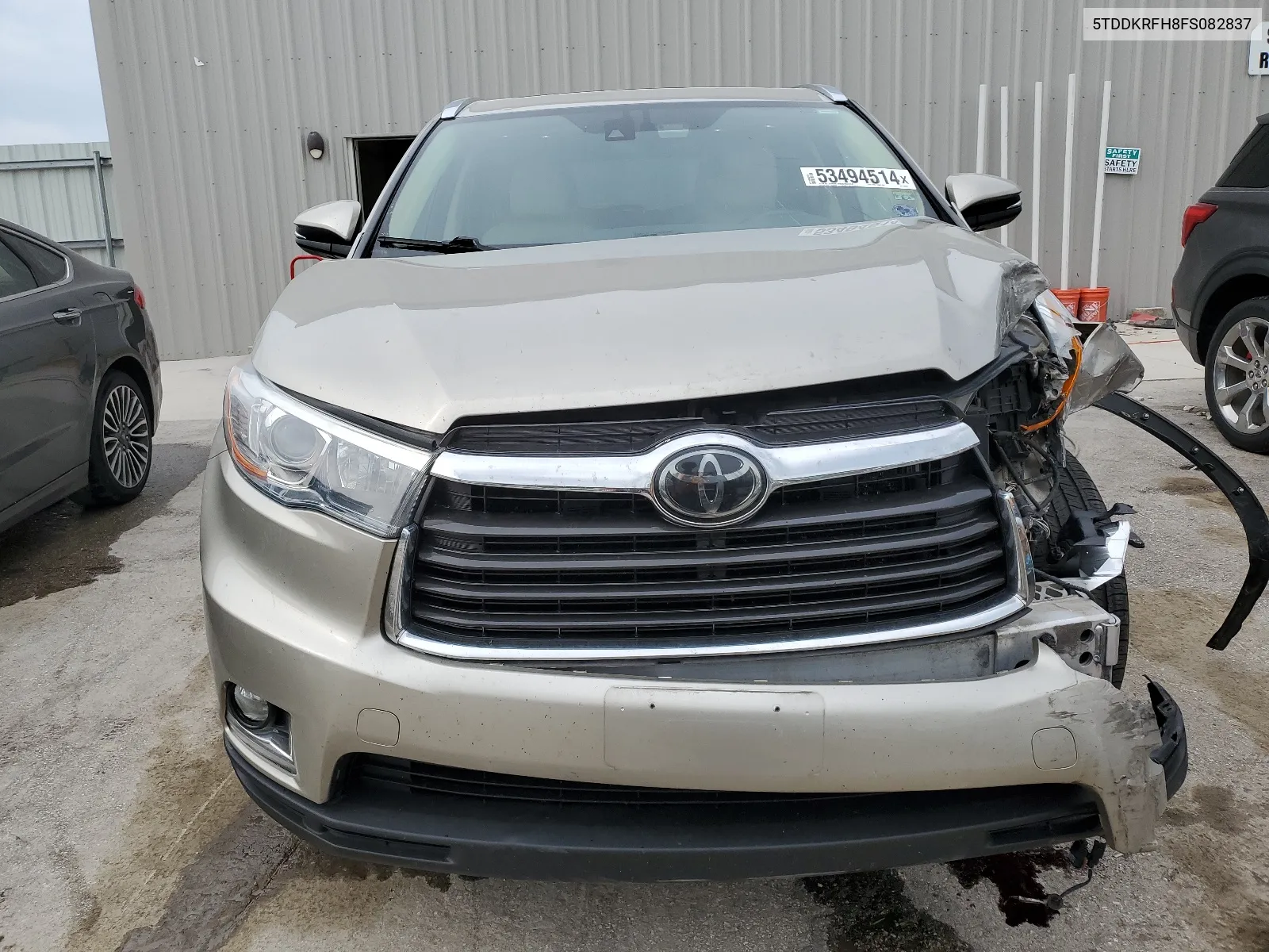 2015 Toyota Highlander Limited VIN: 5TDDKRFH8FS082837 Lot: 53494514