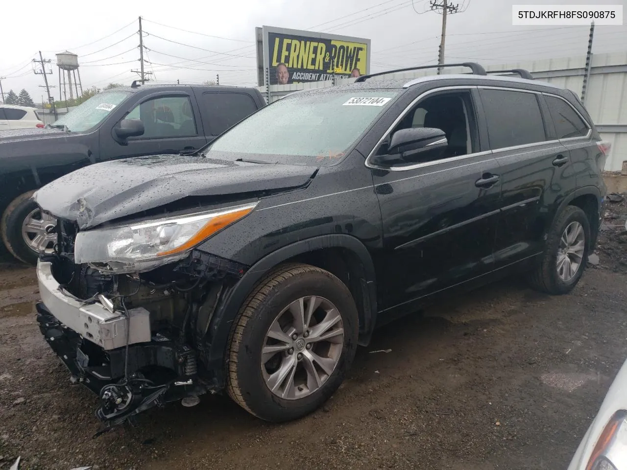 2015 Toyota Highlander Xle VIN: 5TDJKRFH8FS090875 Lot: 53872104