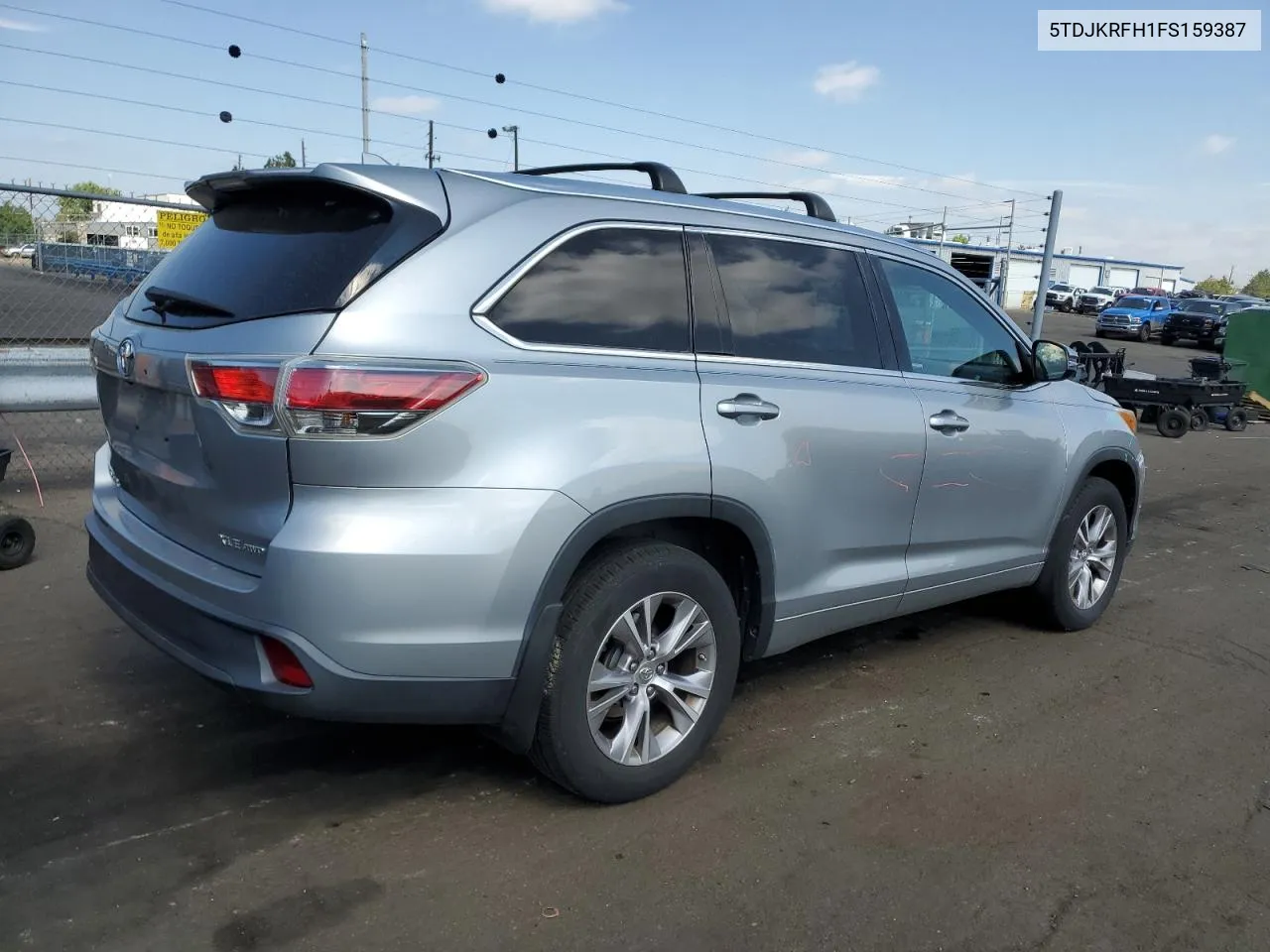 2015 Toyota Highlander Xle VIN: 5TDJKRFH1FS159387 Lot: 59348494