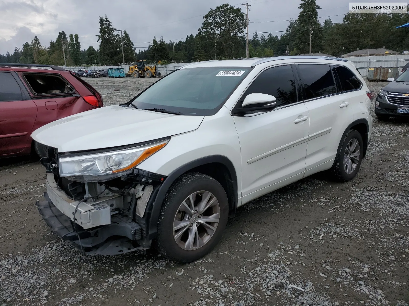 2015 Toyota Highlander Xle VIN: 5TDJKRFH3FS202000 Lot: 68084434