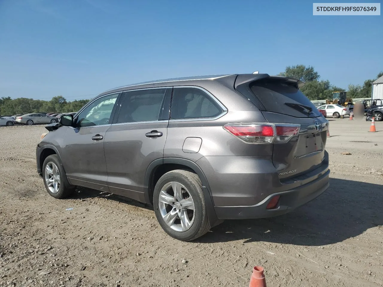 2015 Toyota Highlander Limited VIN: 5TDDKRFH9FS076349 Lot: 68787184