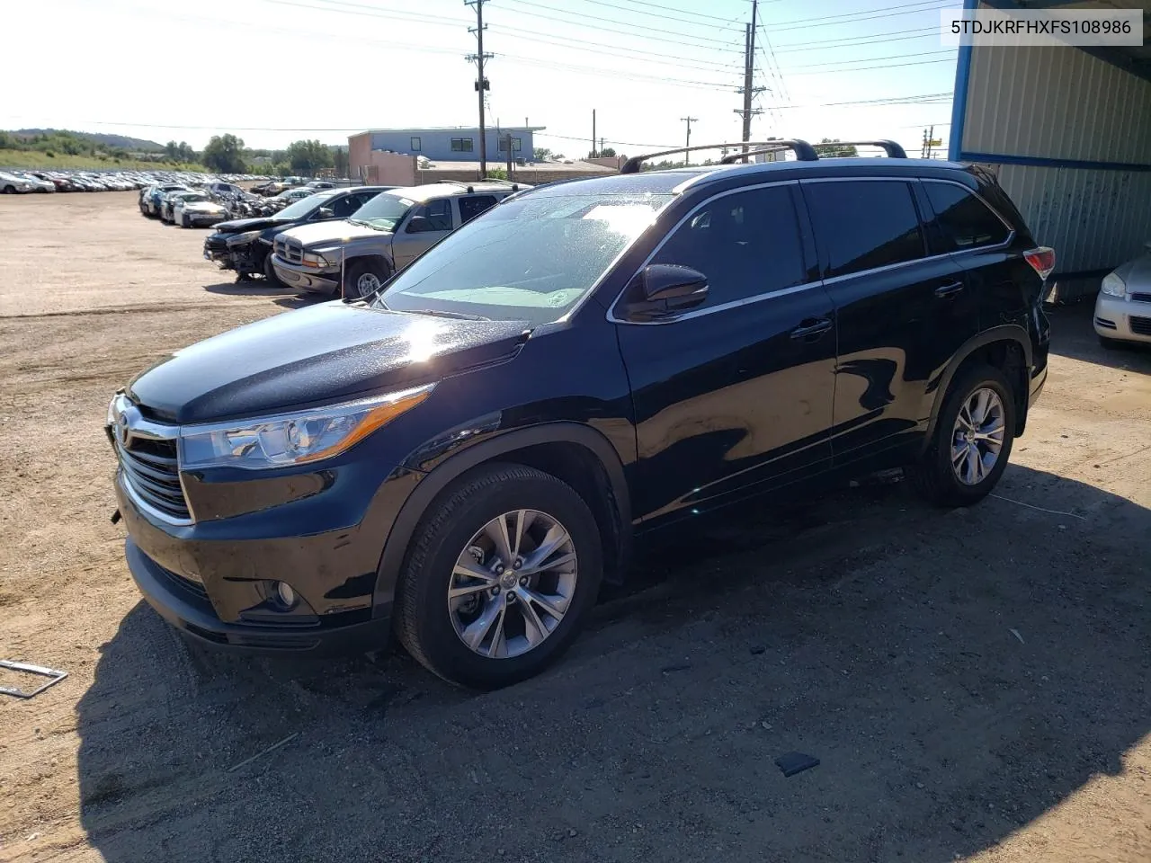 5TDJKRFHXFS108986 2015 Toyota Highlander Xle