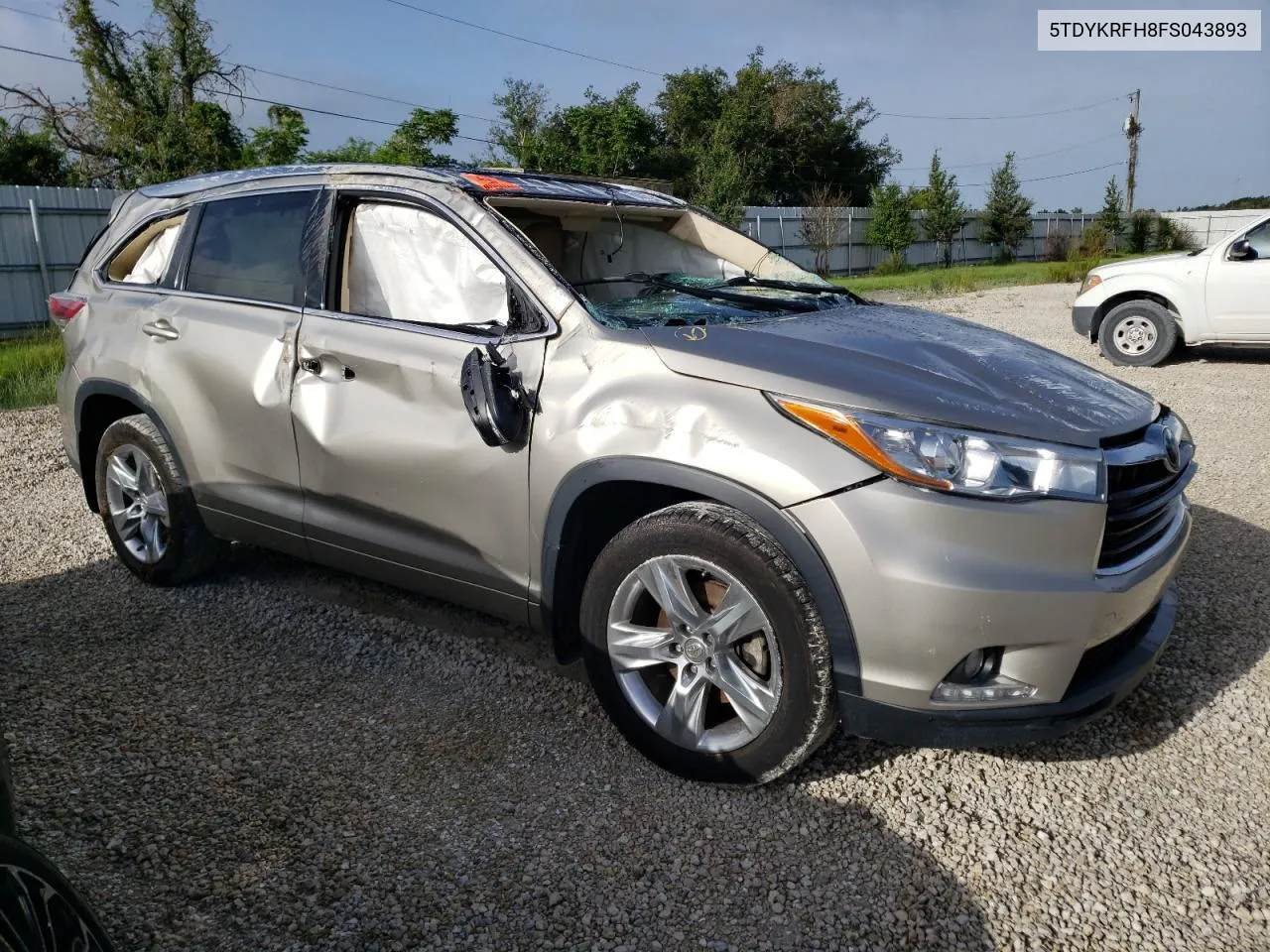 2015 Toyota Highlander Limited VIN: 5TDYKRFH8FS043893 Lot: 70096194